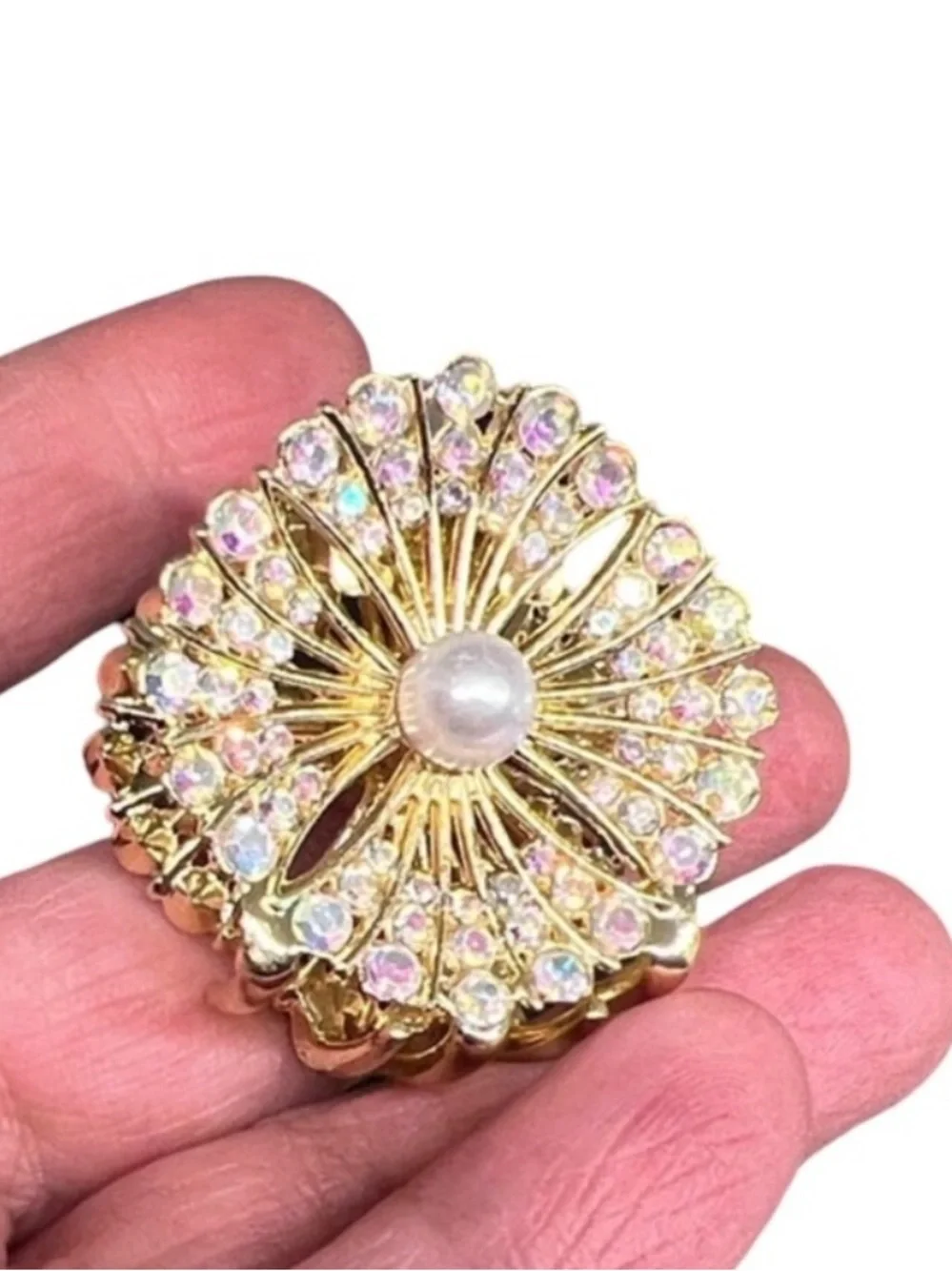 Elegant Iridescent Gold and Pearl Hair claw clip Accessory FINAL PRICE DROP
